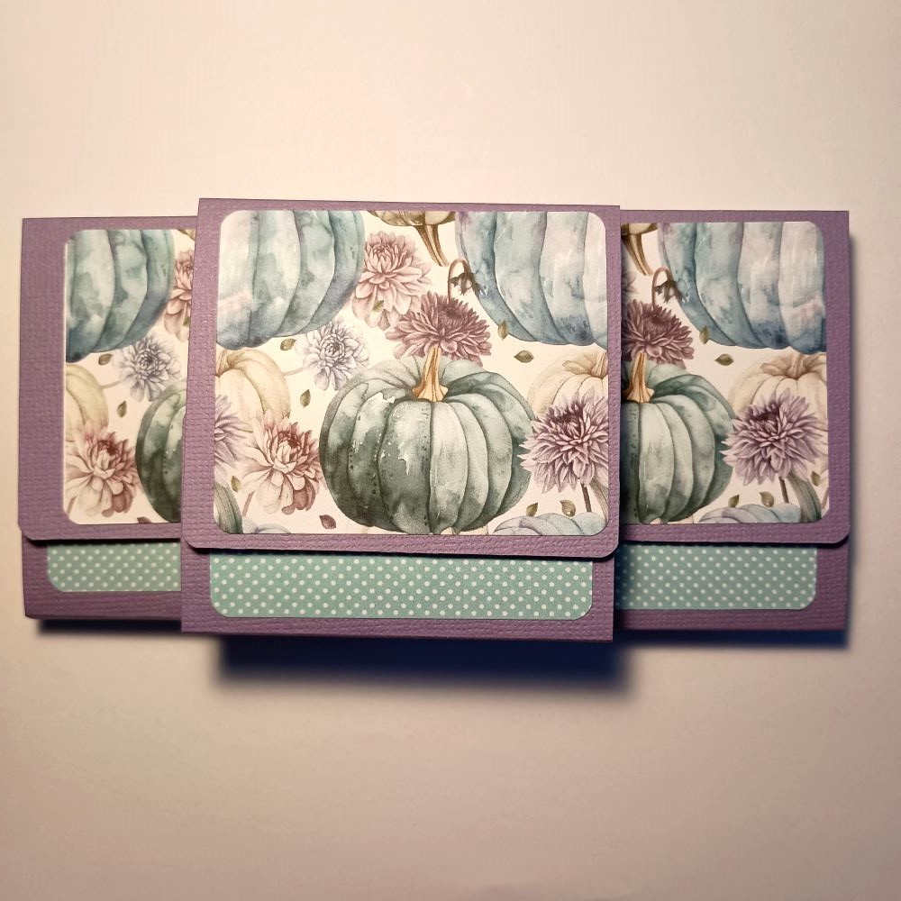Three 3x3 Blue Watercolor Pumpkin Sticky Notepads