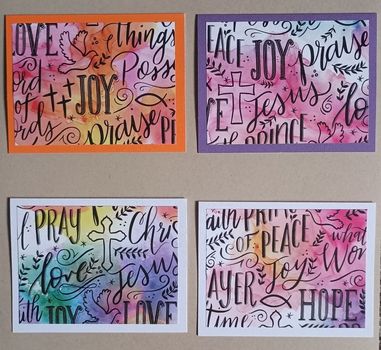4 Cards with words of Faith (Peace, Joy)