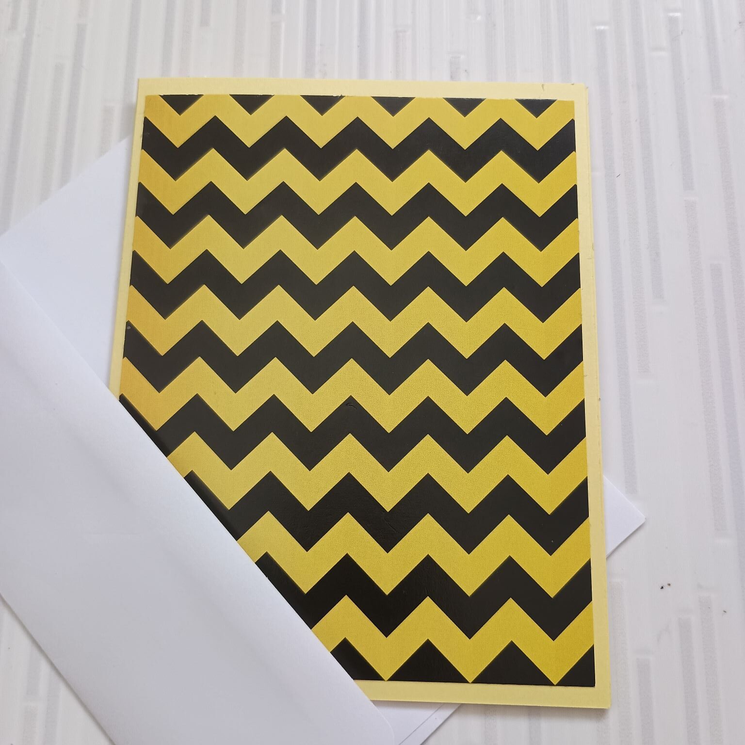 Yellow Black Chevron Get Well Card with envelope