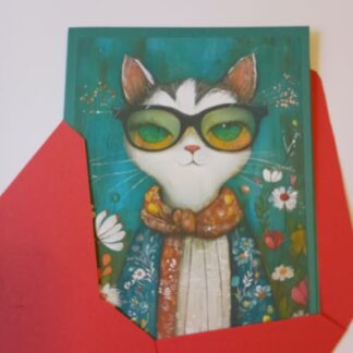 Serious Cat Get Well Card under $10